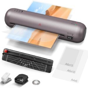 Laminator, A4 Laminator Machine, 9 Inch with 6 in-1 Personal Desktop Laminator Hot & Cold Laminator Kit with Laminating Sheets 30pcs, Fast Warm Laminator for Office, School, Home, Business, Creative