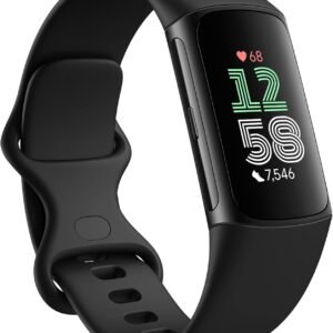 Fitbit Charge 6 Fitness Tracker with Google apps, Heart Rate on Exercise Equipment, 6-Months Premium Membership Included, GPS, Health Tools and More, Obsidian/Black, One Size (S & L Bands Included)